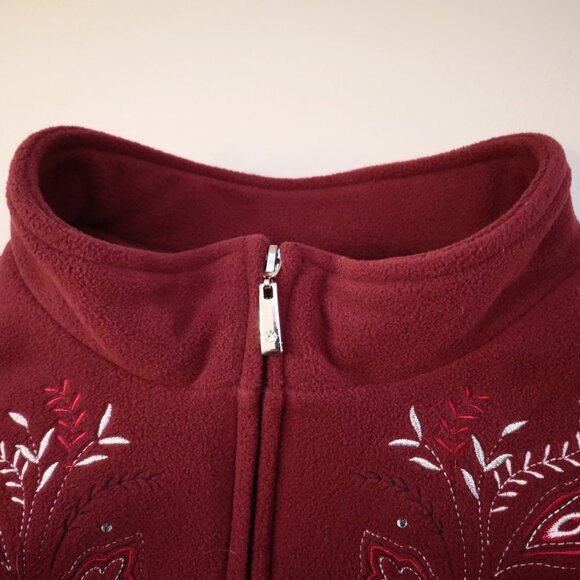 Classic Edition Ladies Burgundy Full Zip Fleece Jacket - Picture 5 of 9